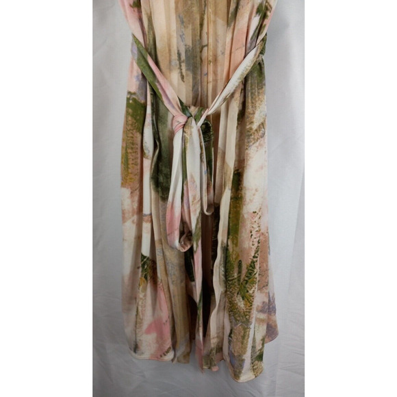Vera Wang Simply Vera Flowy Slip Dress Pleated Front Sleeveless Floral Sz PM - Picture 4 of 9